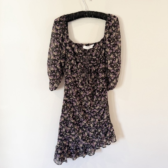 Astr Dresses & Skirts - ASTR THE LABEL PURPLE FLORAL OFF THE SHOULDER ASYMMETRICAL DRESS M